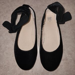 GAP Black Velvet Ankle Strap Flats